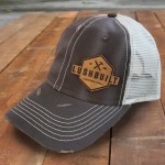 Distressed Leather Patch Trucker Cap
